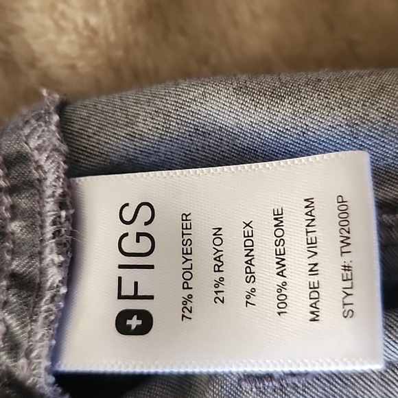 Figs Gray PO#1518 Straight Leg Scrub Pants with Elastic Waistband Size XS - Picture 3 of 3